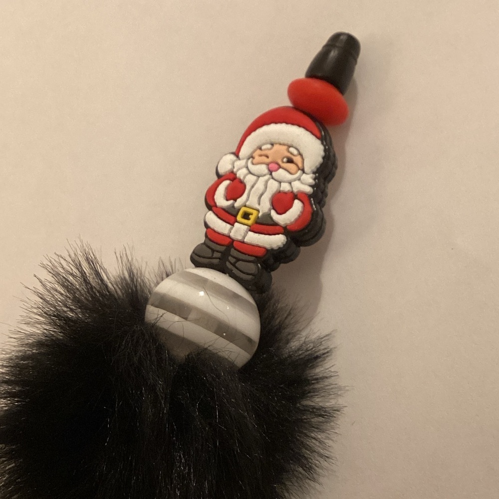 Santa Claus Black Fluffy Custom Pen